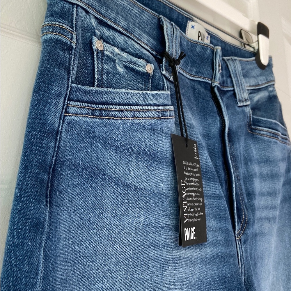 PAIGE Anessa High Waist Wide Leg Carpenter Jeans, Olivin Distressed, Sz 29, NWT - Picture 4 of 15